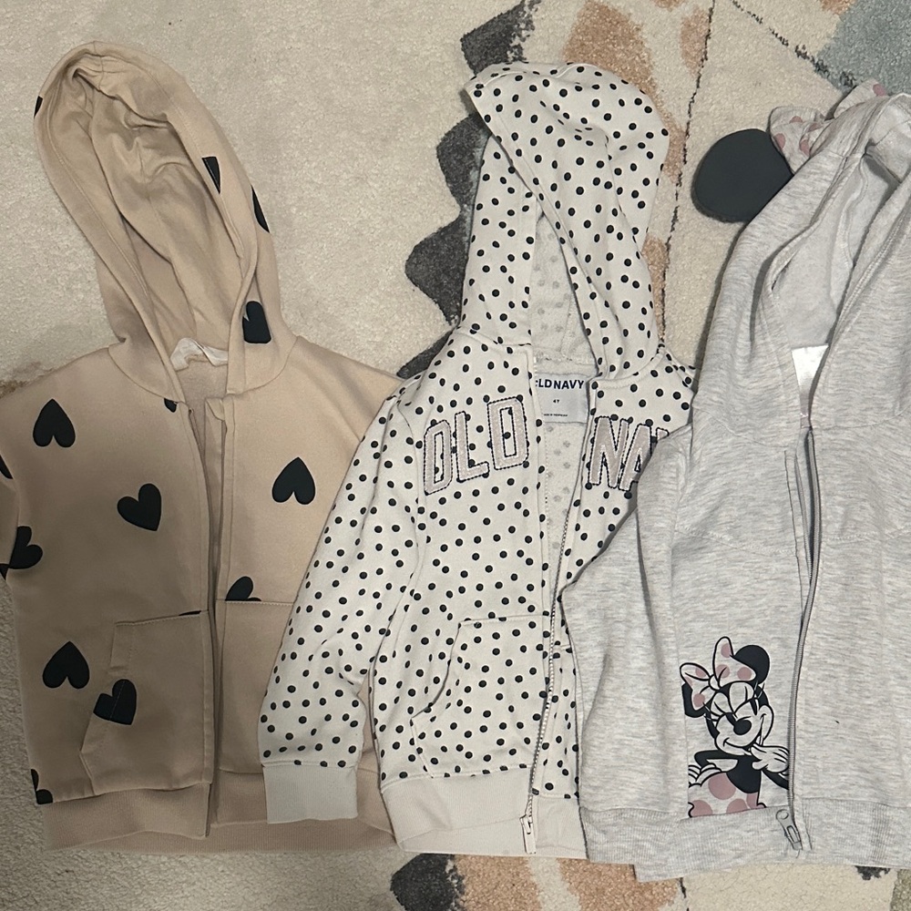 Bundle of girl’s zip hoodies